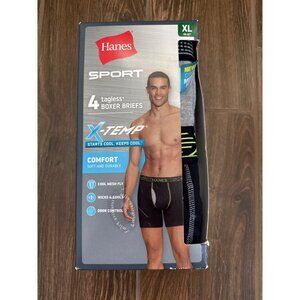 Hanes Boxer Briefs Sport 4-Pack Tagless X-Temp Cool Underwear Size XL 40-42"